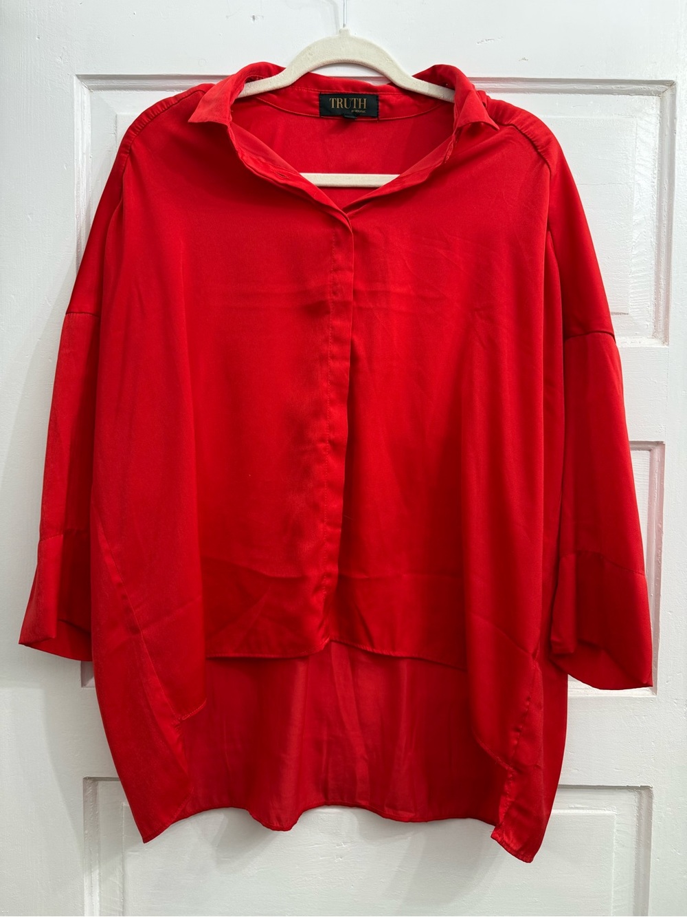 TRUTH Bright Red Oversized Button-Down Women's Shirt